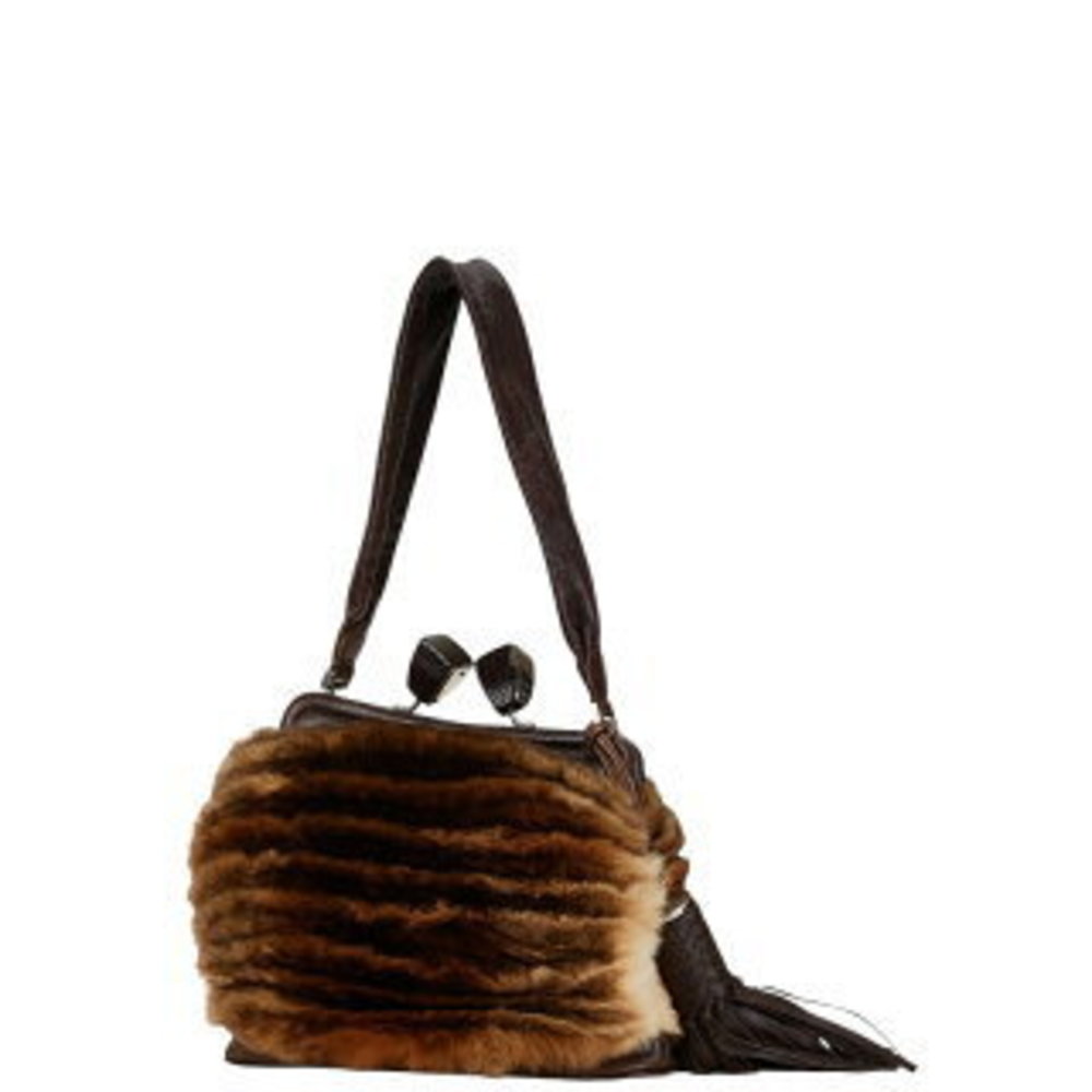 Salvatore Ferragamo Python Clasp Handbag Brown Fu… - image 3
